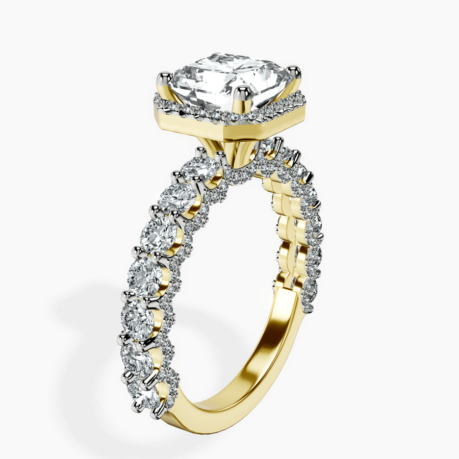18kt Yellow Gold Enchanté Side Stones Halo Lab Diamond Ring standing product image one