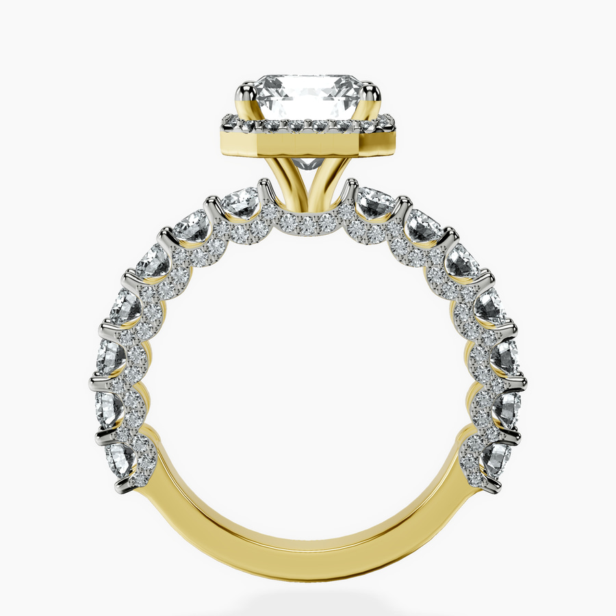 18kt Yellow Gold Enchanté Side Stones Halo Lab Diamond Ring side right image one