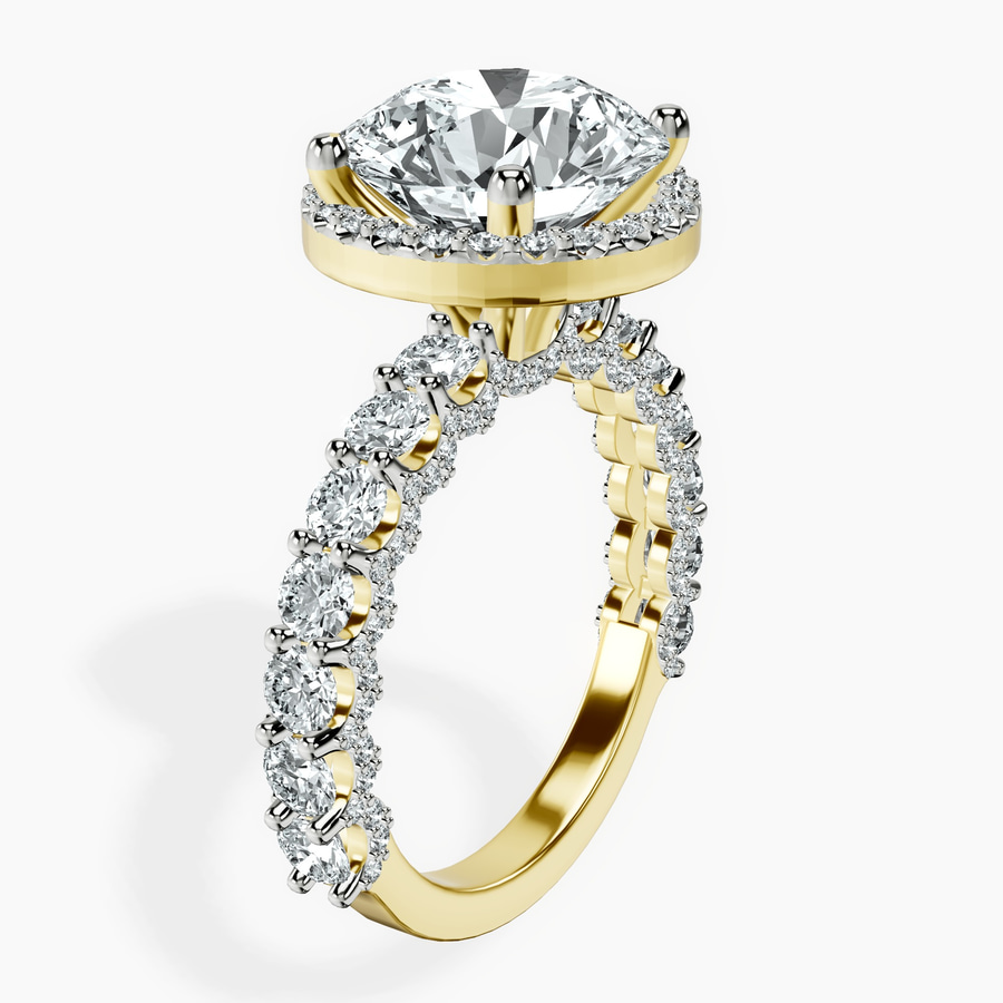 10kt Yellow Gold Enchanté Side Stones Halo Lab Diamond Ring standing product image one