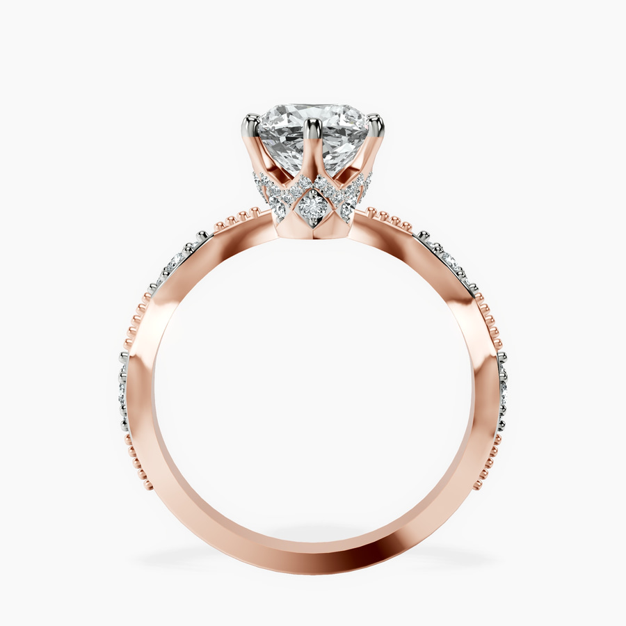 18ct Rose Gold Theodora Six Prong Side Stone Lab Diamond Ring side right image one