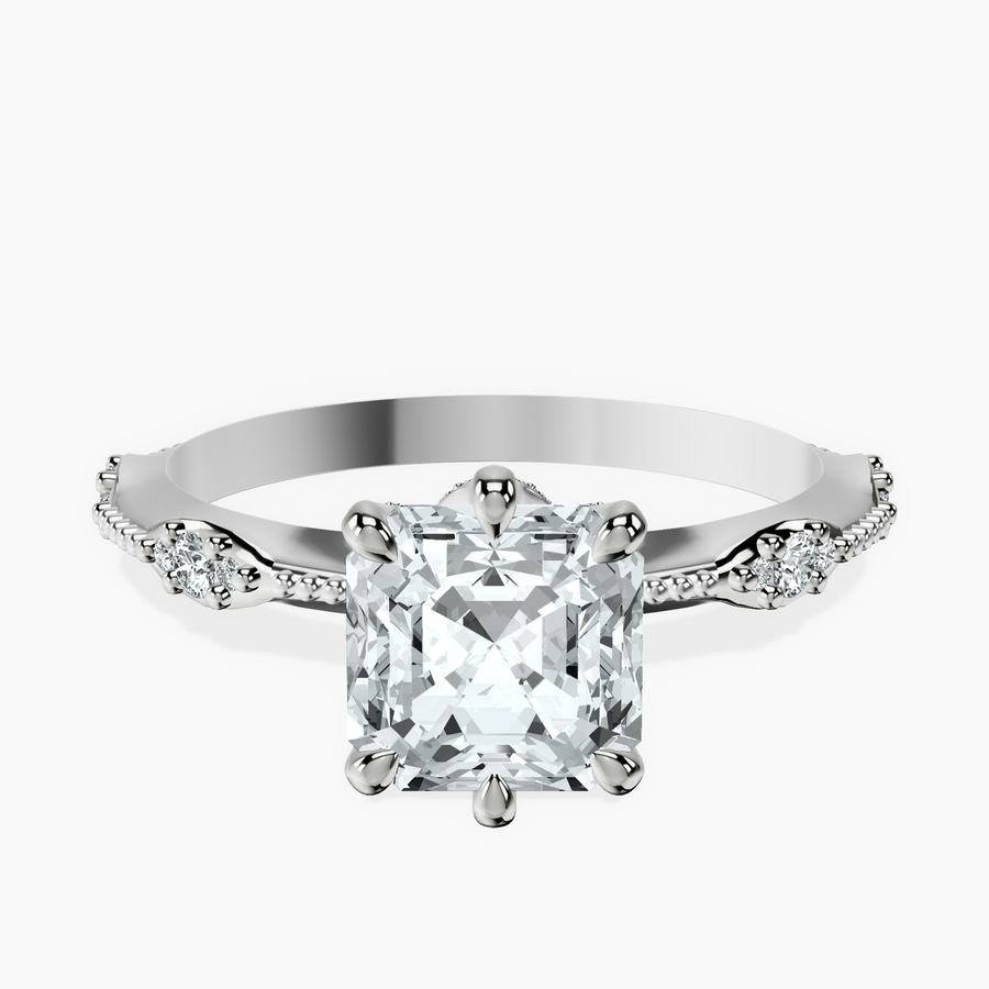 Platinum Theodora Six Prong Side Stone Lab Diamond Ring front image
