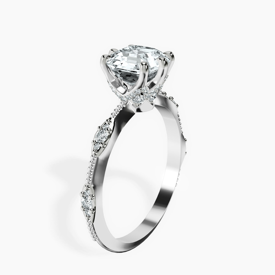 Platinum Theodora Six Prong Side Stone Lab Diamond Ring standing product image one