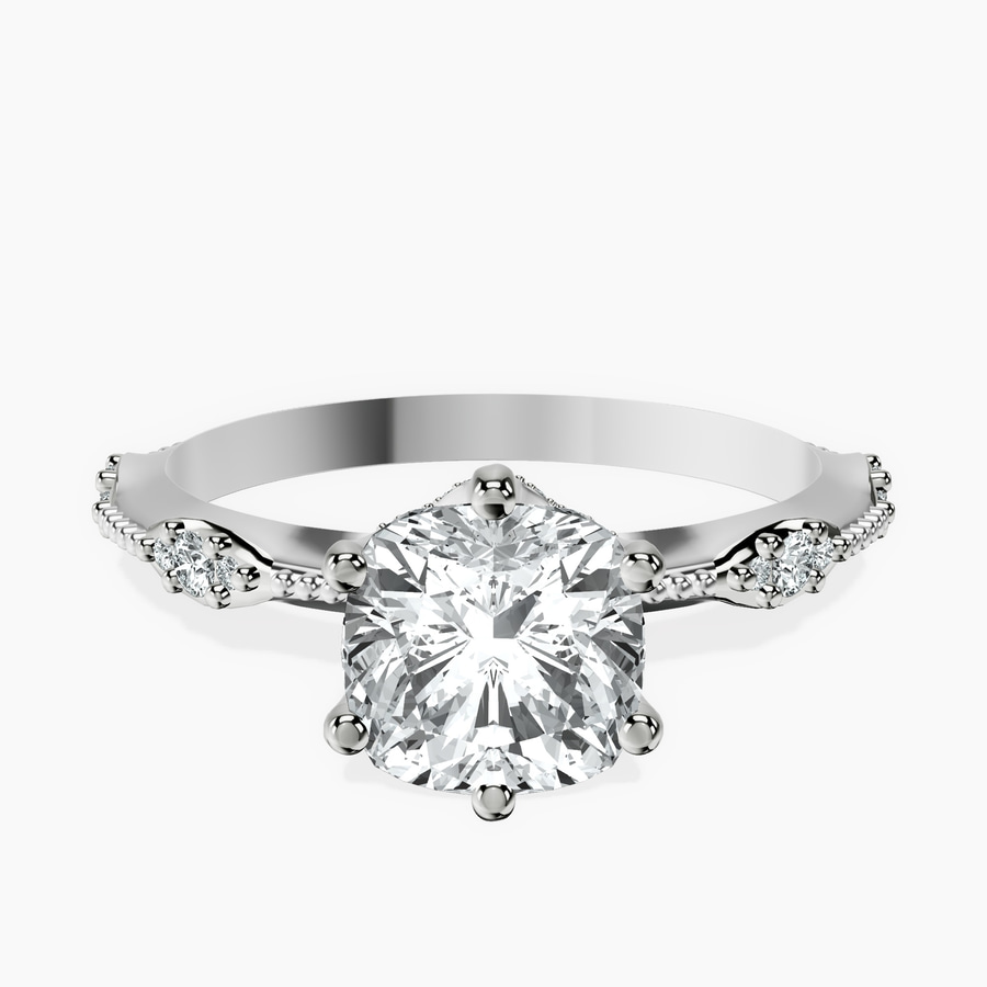 Platinum Theodora Six Prong Side Stone Lab Diamond Ring front image