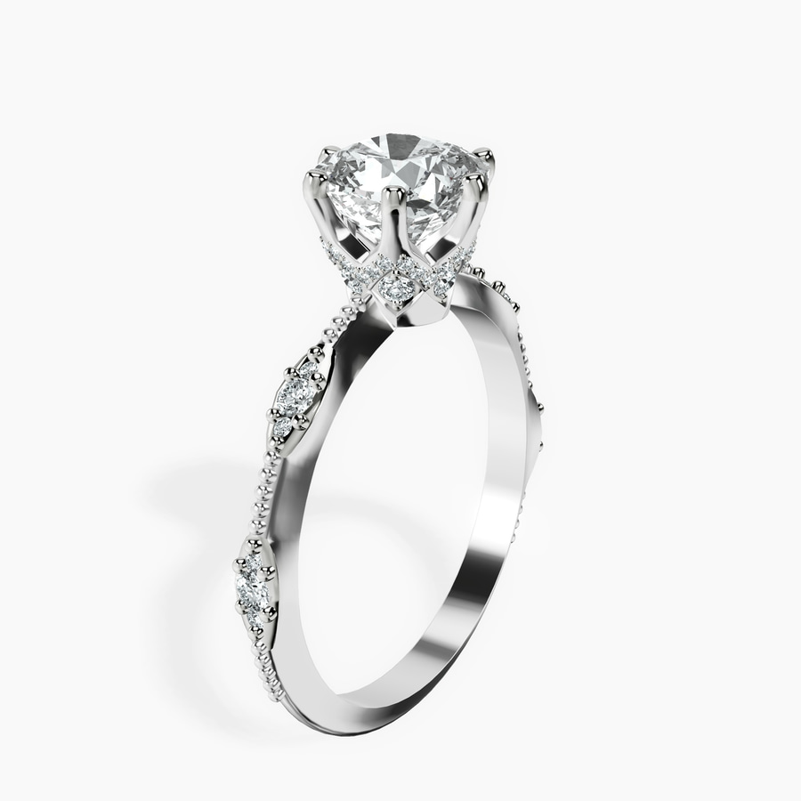 Platinum Theodora Six Prong Side Stone Lab Diamond Ring standing product image one