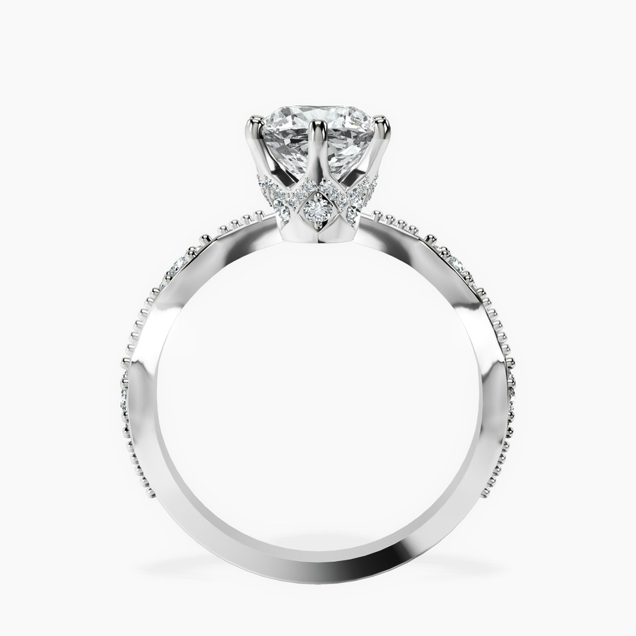 Platinum Theodora Six Prong Side Stone Lab Diamond Ring side right image one