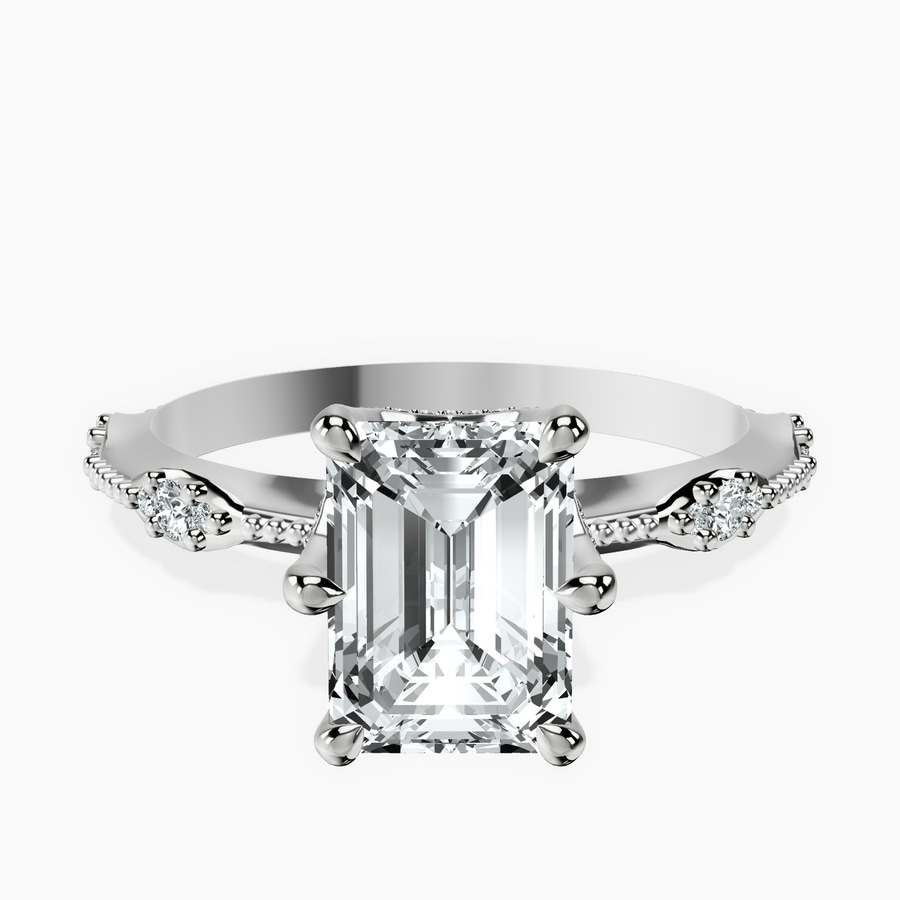 Platinum Theodora Six Prong Side Stone Lab Diamond Ring front image