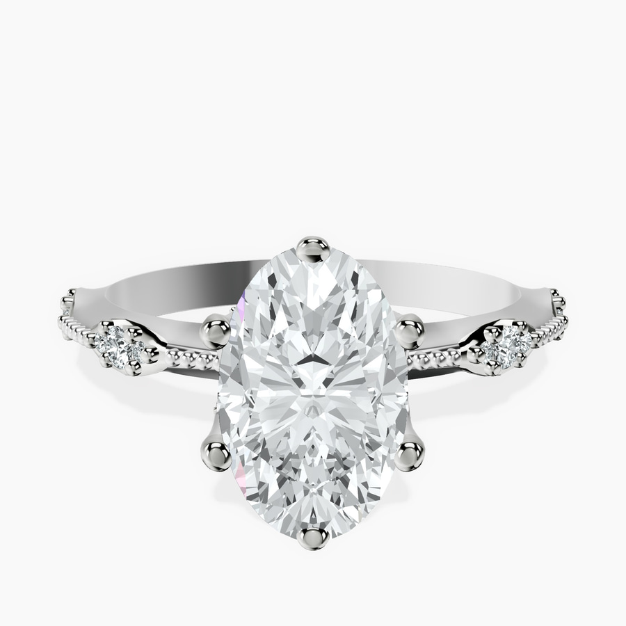 Platinum Theodora Six Prong Side Stone Lab Diamond Ring front image