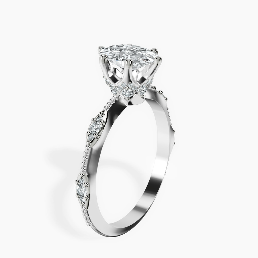 Platinum Theodora Six Prong Side Stone Lab Diamond Ring standing product image one