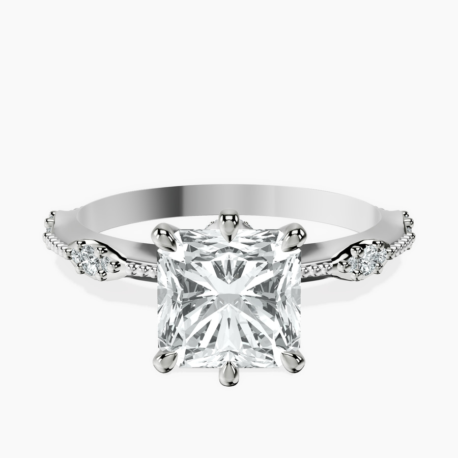 Platinum Theodora Six Prong Side Stone Lab Diamond Ring front image
