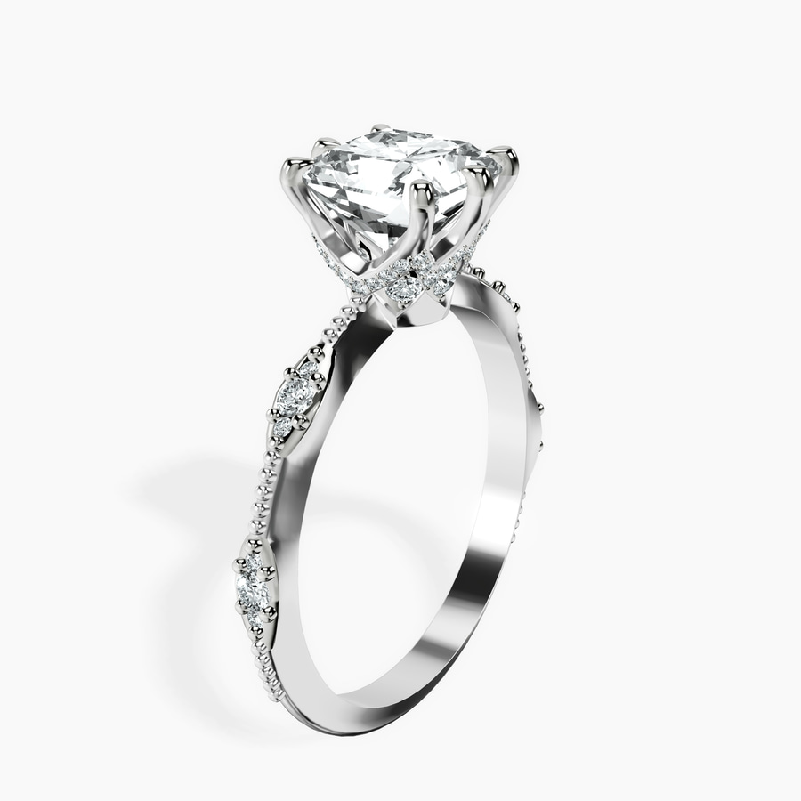 Platinum Theodora Six Prong Side Stone Lab Diamond Ring standing product image one