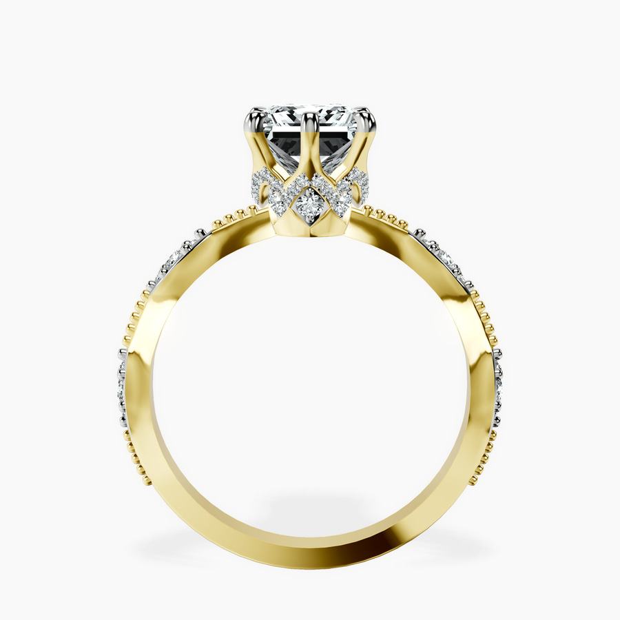 14kt Yellow Gold Theodora Six Prong Side Stone Lab Diamond Ring side right image one