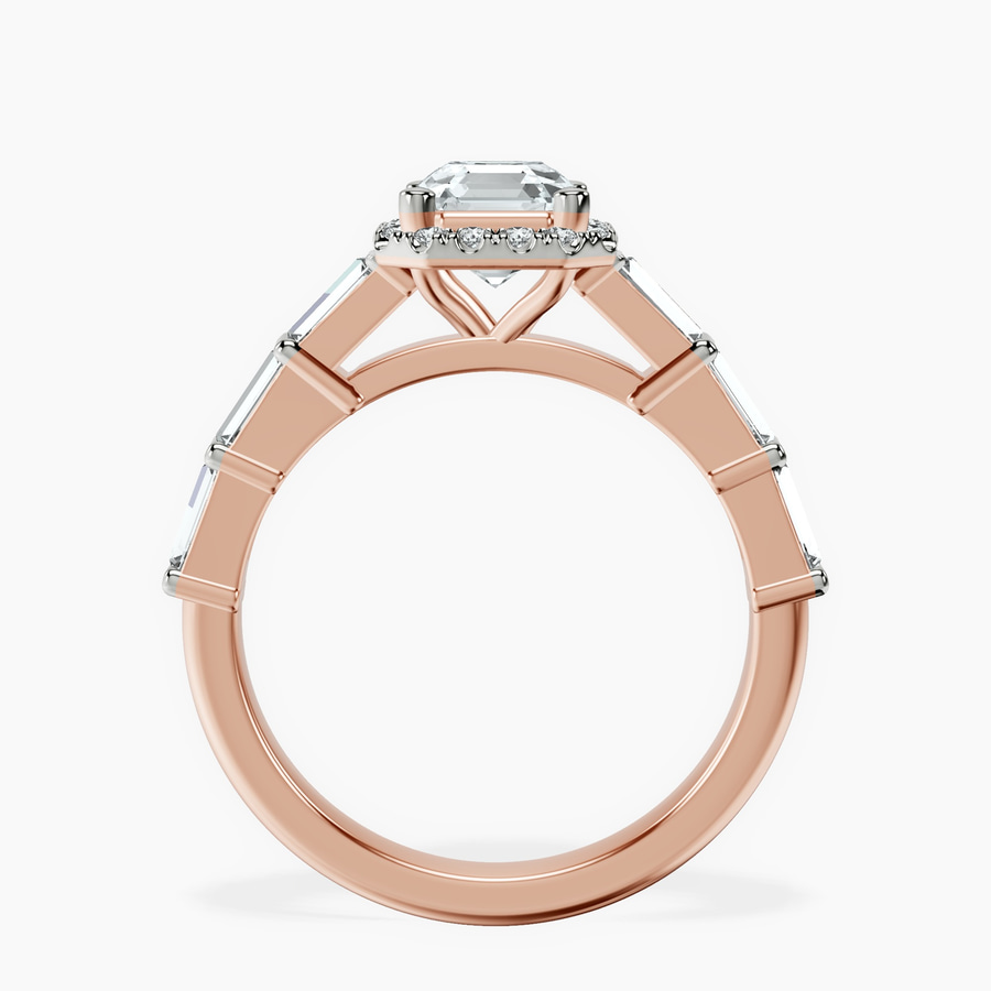 14kt Rose Gold Rachel Halo Side Stone Lab Diamond Ring side right image one