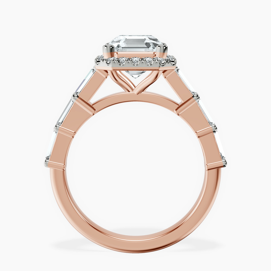 10kt Rose Gold Rachel Halo Side Stone Lab Diamond Ring side right image one