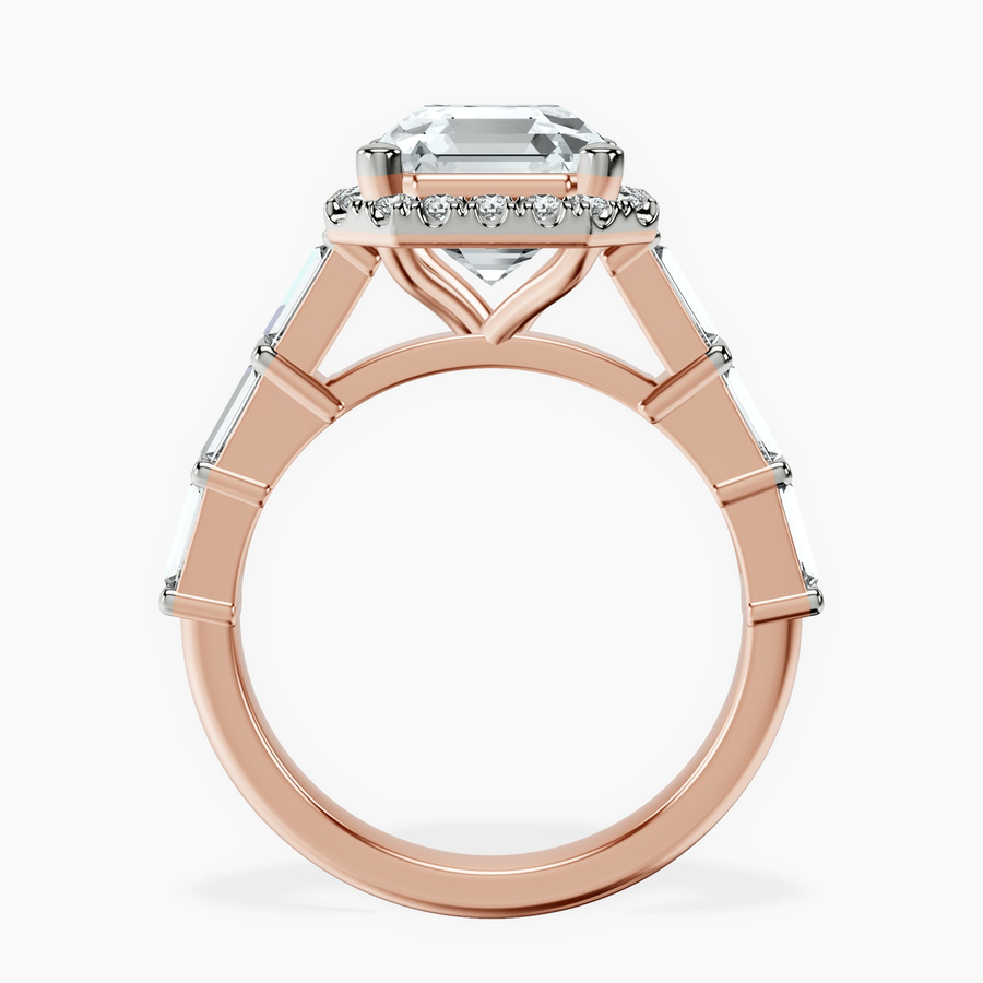 18kt Rose Gold Rachel Halo Side Stone Lab Diamond Ring side right image one