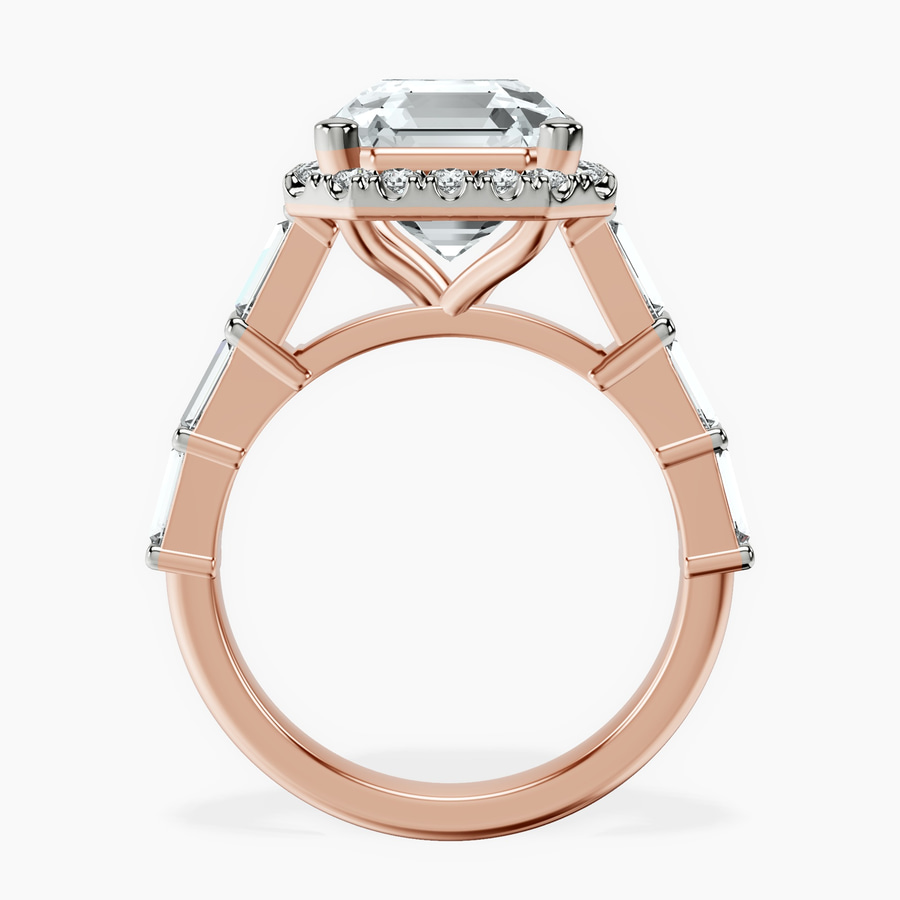 10kt Rose Gold Rachel Halo Side Stone Lab Diamond Ring side right image one