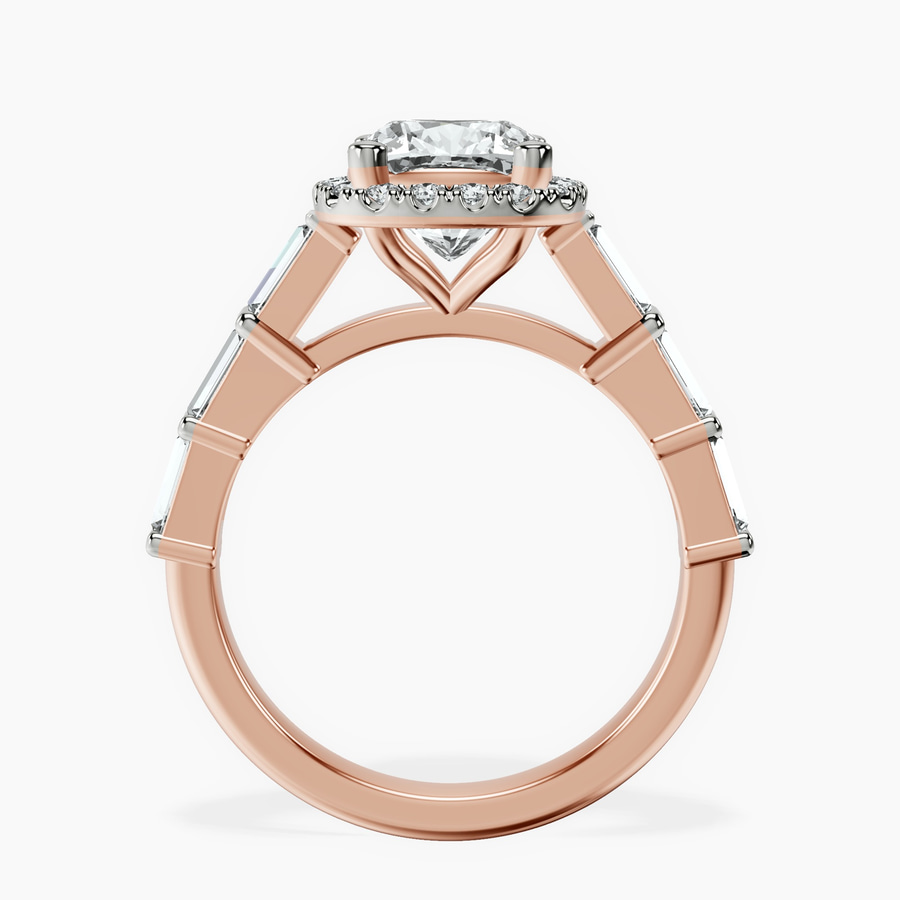 10kt Rose Gold Rachel Halo Side Stone Lab Diamond Ring side right image one