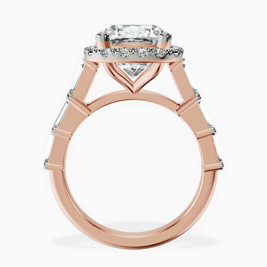 18kt Rose Gold Rachel Halo Side Stone Lab Diamond Ring side right image one