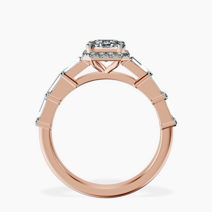 10kt Rose Gold Rachel Halo Side Stone Lab Diamond Ring side right image one