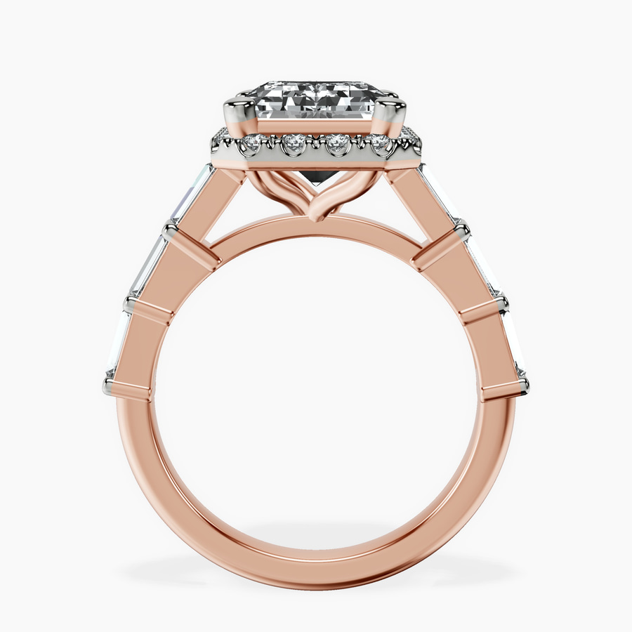 10kt Rose Gold Rachel Halo Side Stone Lab Diamond Ring side right image one