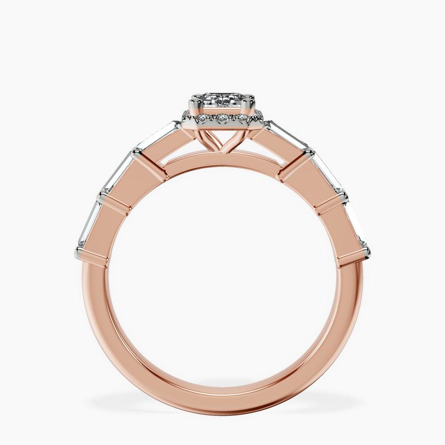 10kt Rose Gold Rachel Halo Side Stone Lab Diamond Ring side right image one