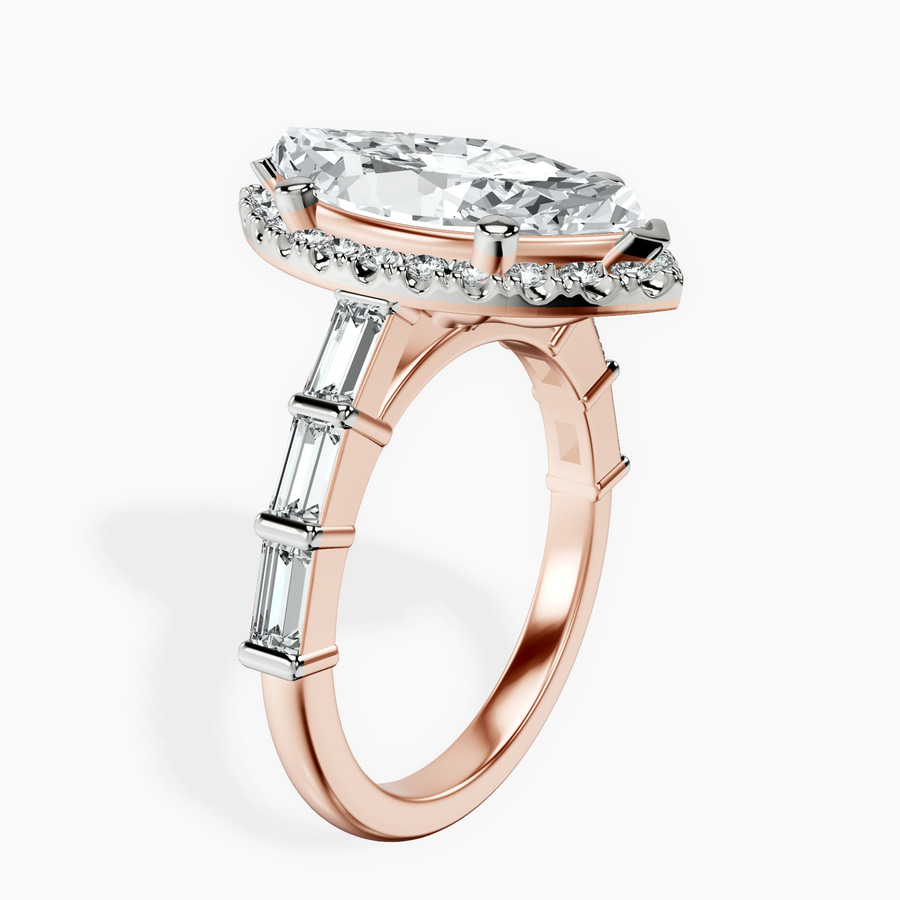 10kt Rose Gold Rachel Halo Side Stone Lab Diamond Ring standing product image one