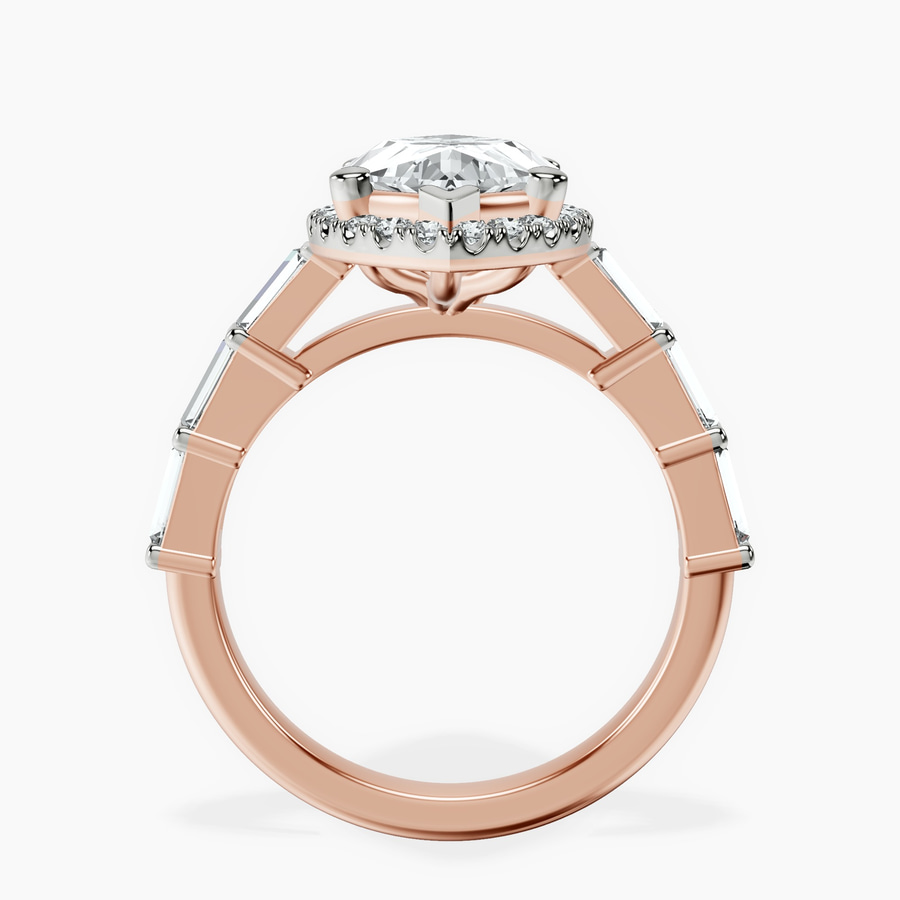 10kt Rose Gold Rachel Halo Side Stone Lab Diamond Ring side right image one