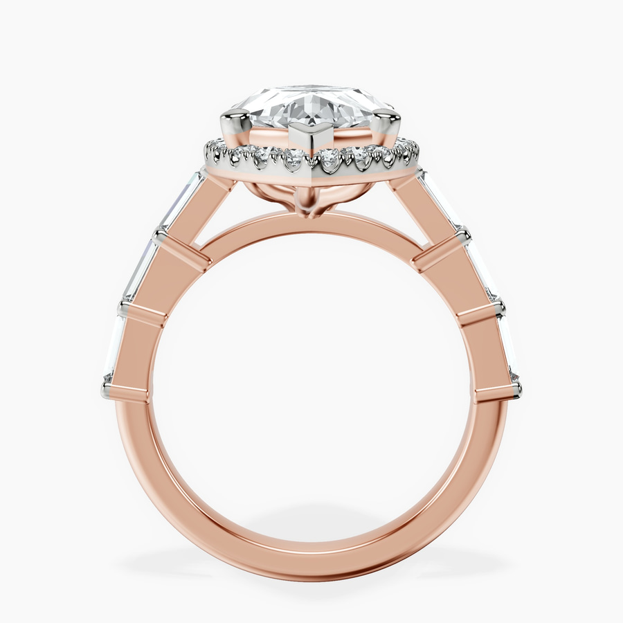 18kt Rose Gold Rachel Halo Side Stone Lab Diamond Ring side right image one