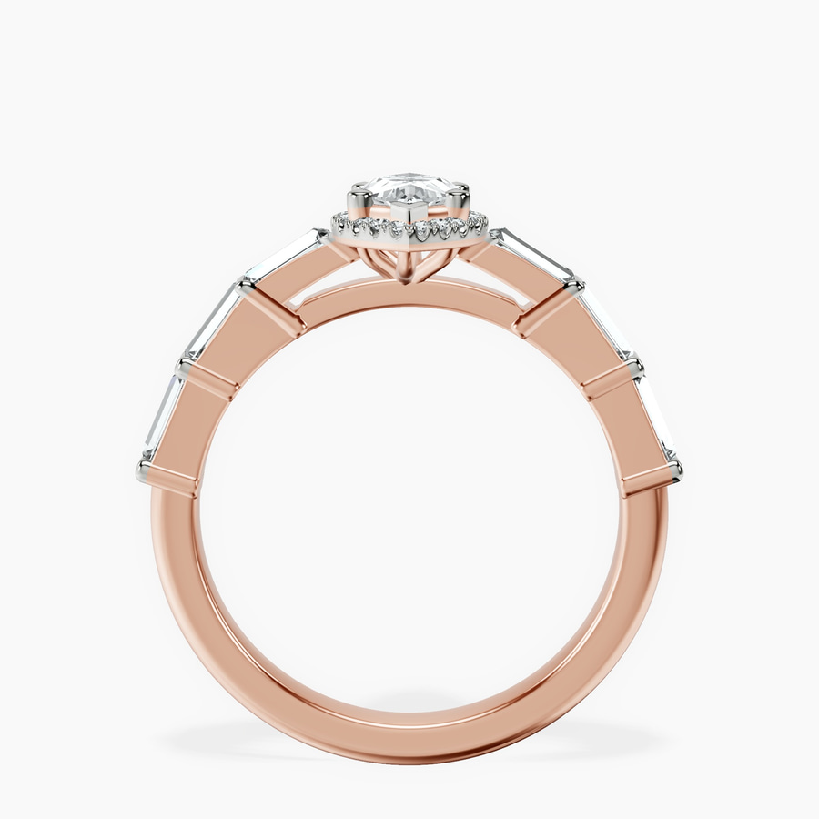 14kt Rose Gold Rachel Halo Side Stone Lab Diamond Ring side right image one