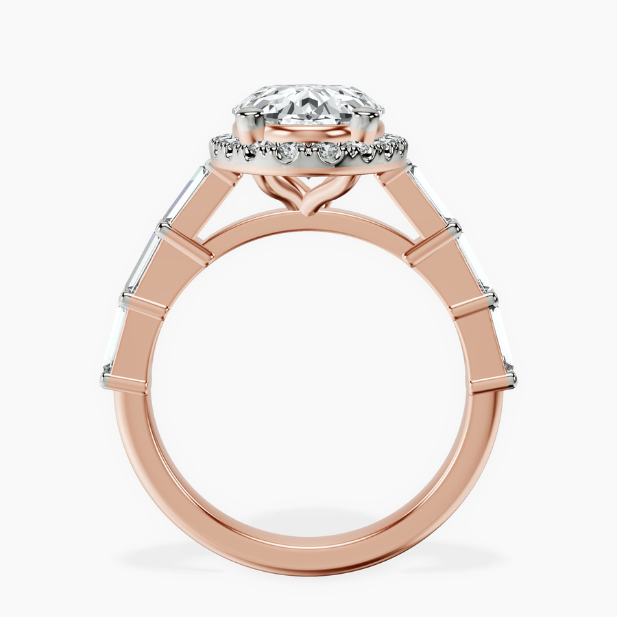 18kt Rose Gold Rachel Halo Side Stone Lab Diamond Ring side right image one