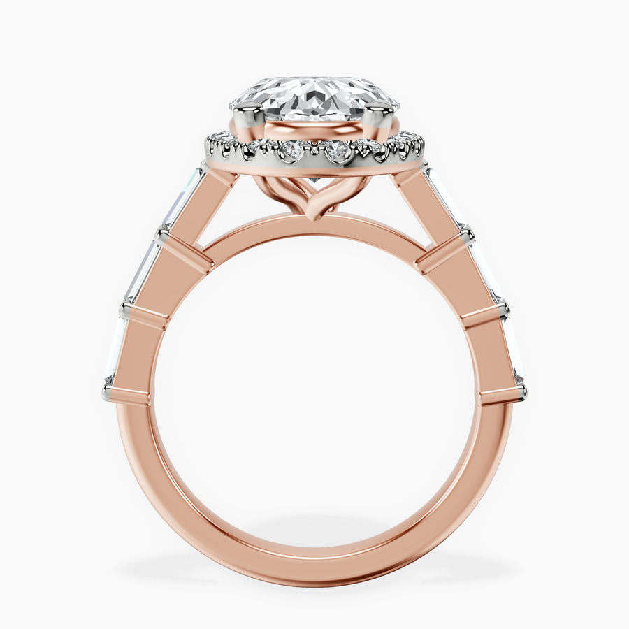 18kt Rose Gold Rachel Halo Side Stone Lab Diamond Ring side right image one
