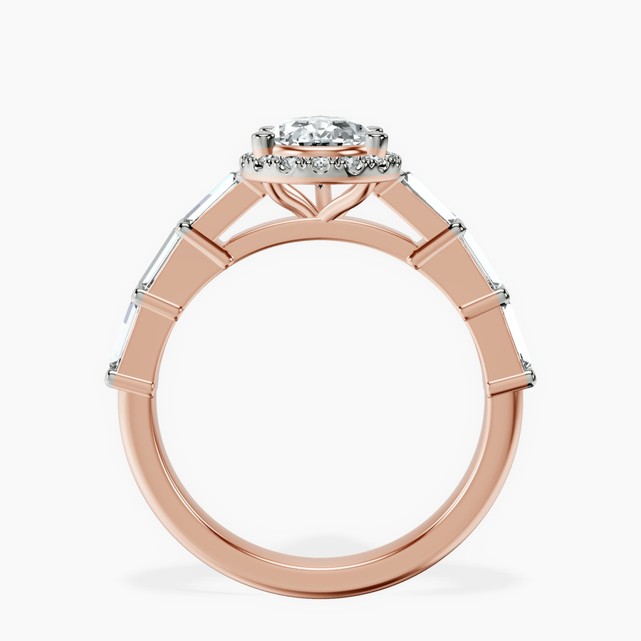 14kt Rose Gold Rachel Halo Side Stone Lab Diamond Ring side right image one