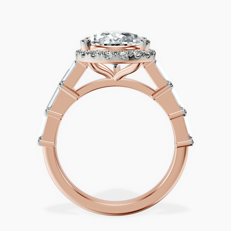 10kt Rose Gold Rachel Halo Side Stone Lab Diamond Ring side right image one