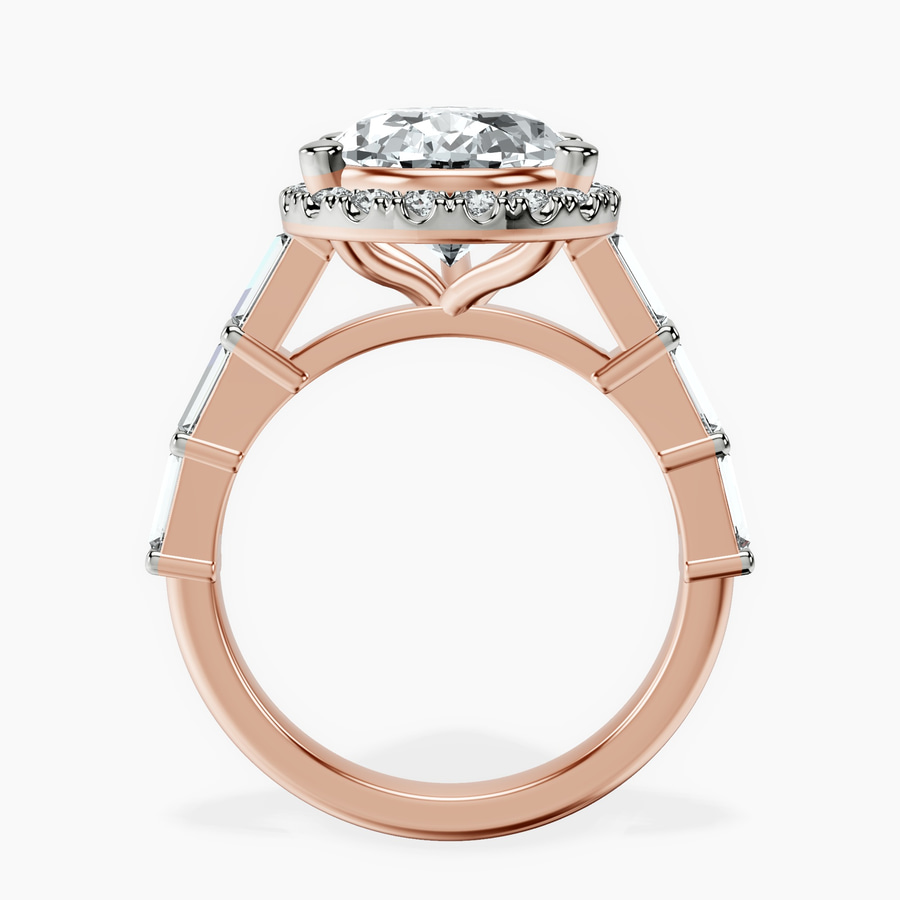 18kt Rose Gold Rachel Halo Side Stone Lab Diamond Ring side right image one