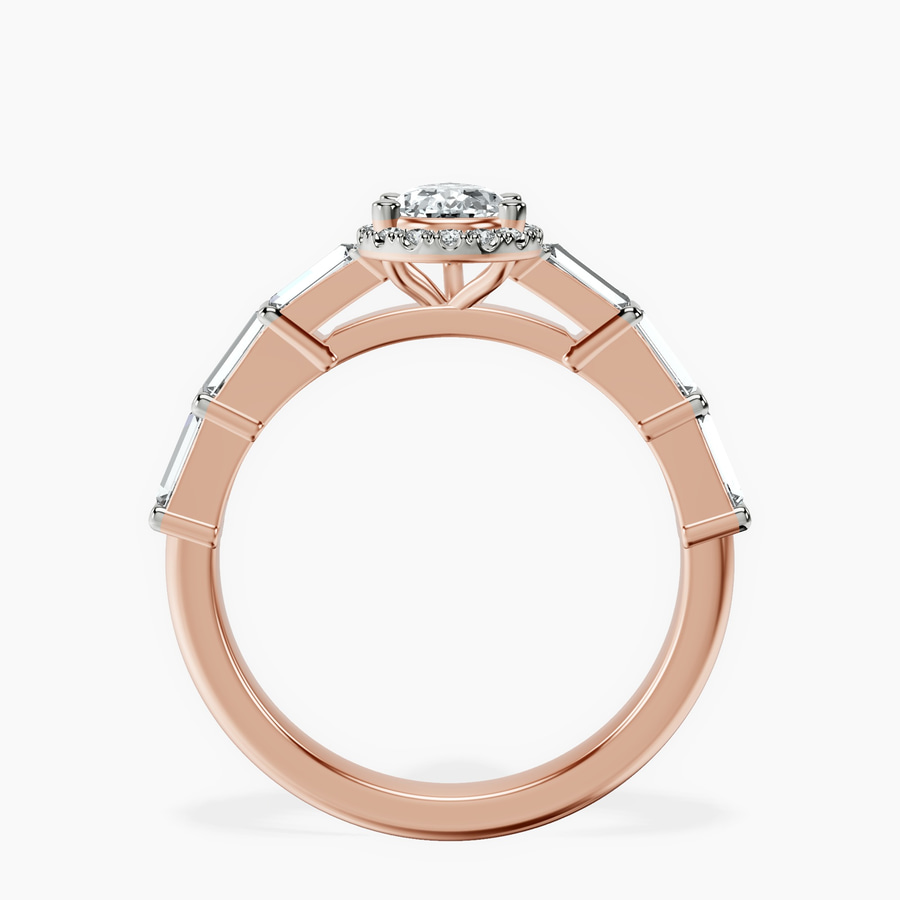 14kt Rose Gold Rachel Halo Side Stone Lab Diamond Ring side right image one