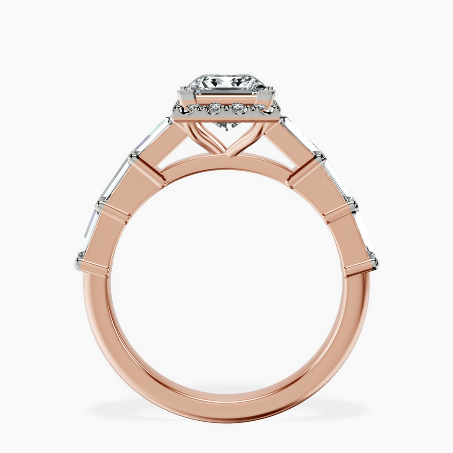 10kt Rose Gold Rachel Halo Side Stone Lab Diamond Ring side right image one