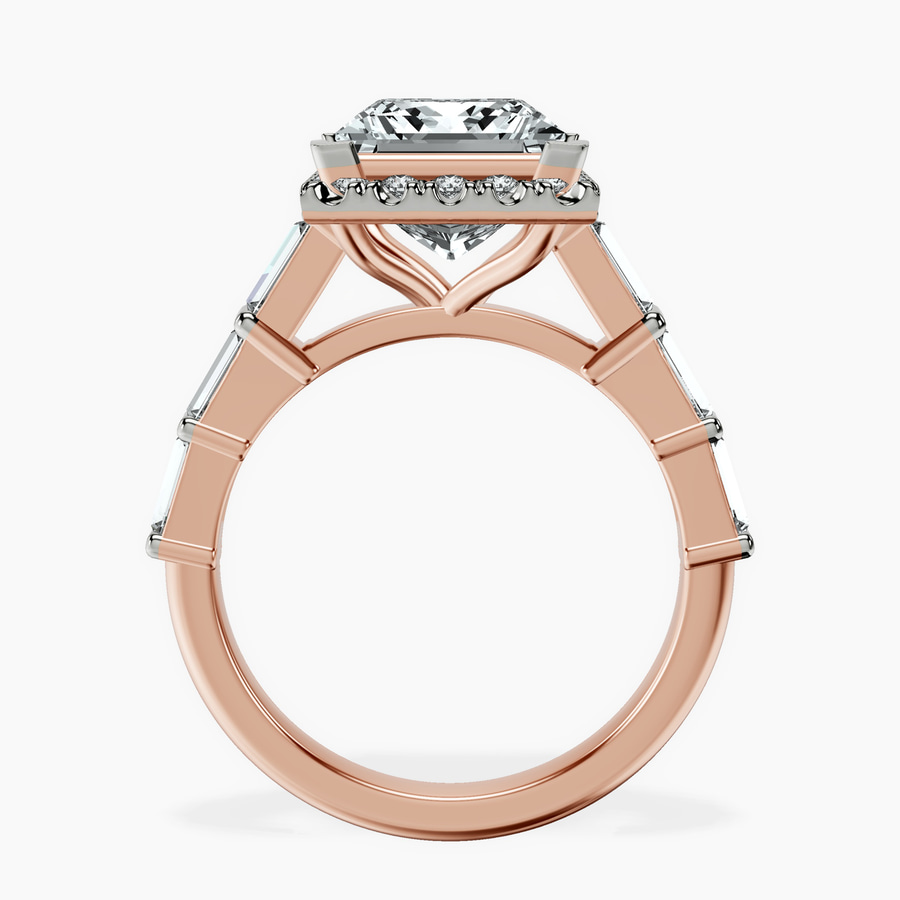 10kt Rose Gold Rachel Halo Side Stone Lab Diamond Ring side right image one