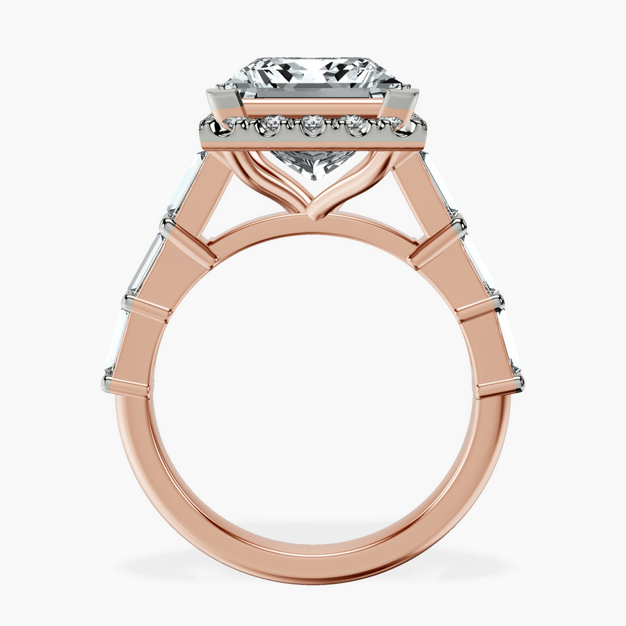 10kt Rose Gold Rachel Halo Side Stone Lab Diamond Ring side right image one