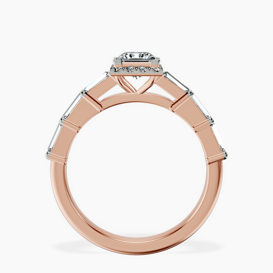 18kt Rose Gold Rachel Halo Side Stone Lab Diamond Ring side right image one