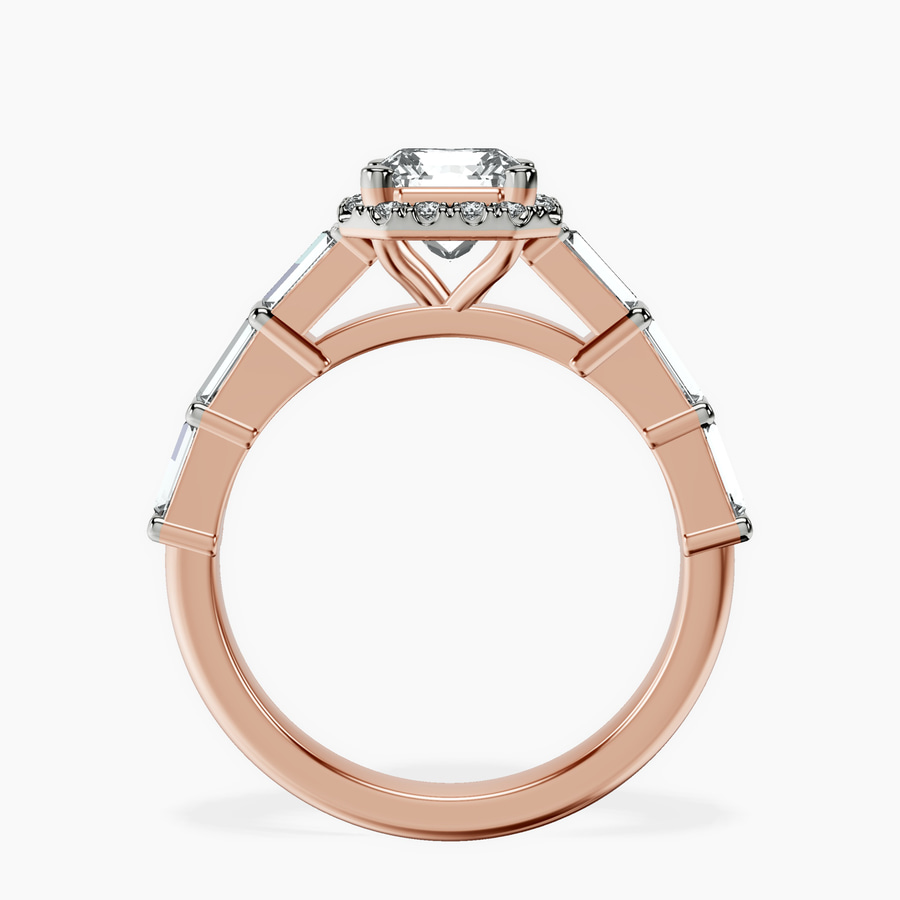 10kt Rose Gold Rachel Halo Side Stone Lab Diamond Ring side right image one