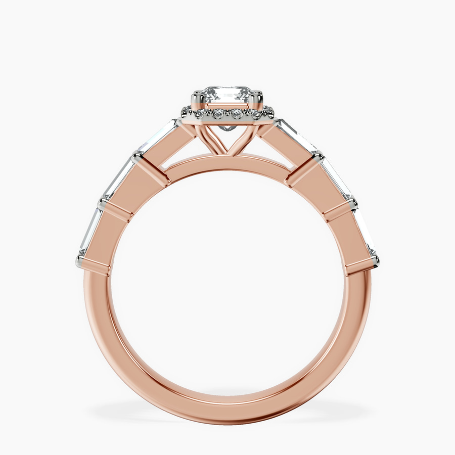 10kt Rose Gold Rachel Halo Side Stone Lab Diamond Ring side right image one