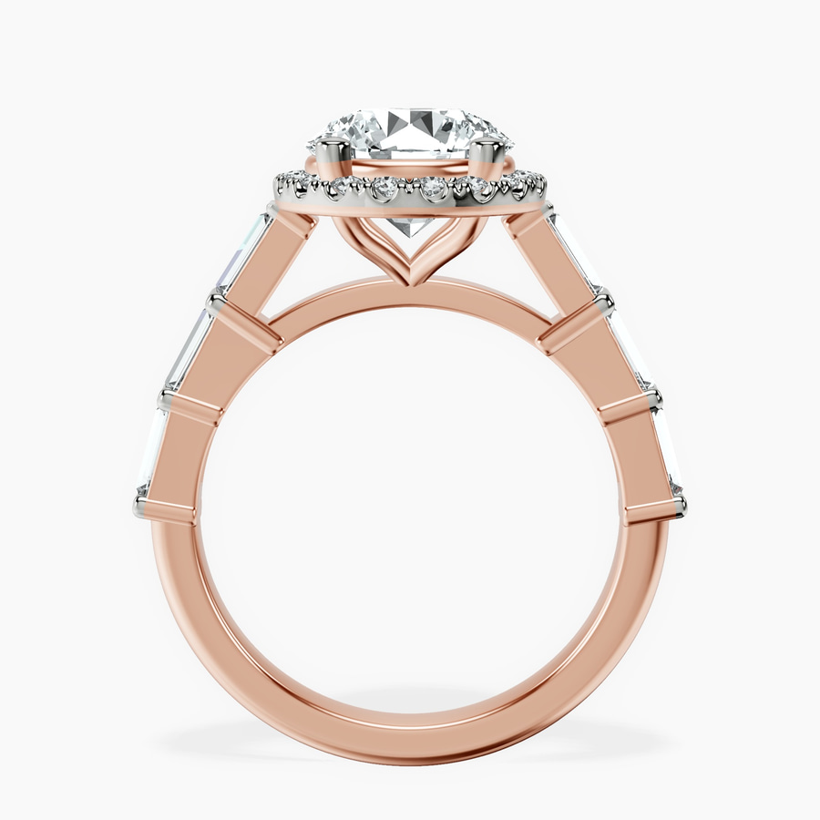 10kt Rose Gold Rachel Halo Side Stone Lab Diamond Ring side right image one