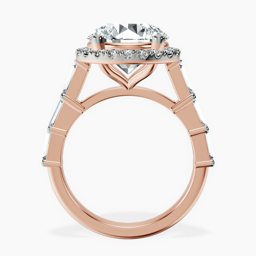 18kt Rose Gold Rachel Halo Side Stone Lab Diamond Ring side right image one