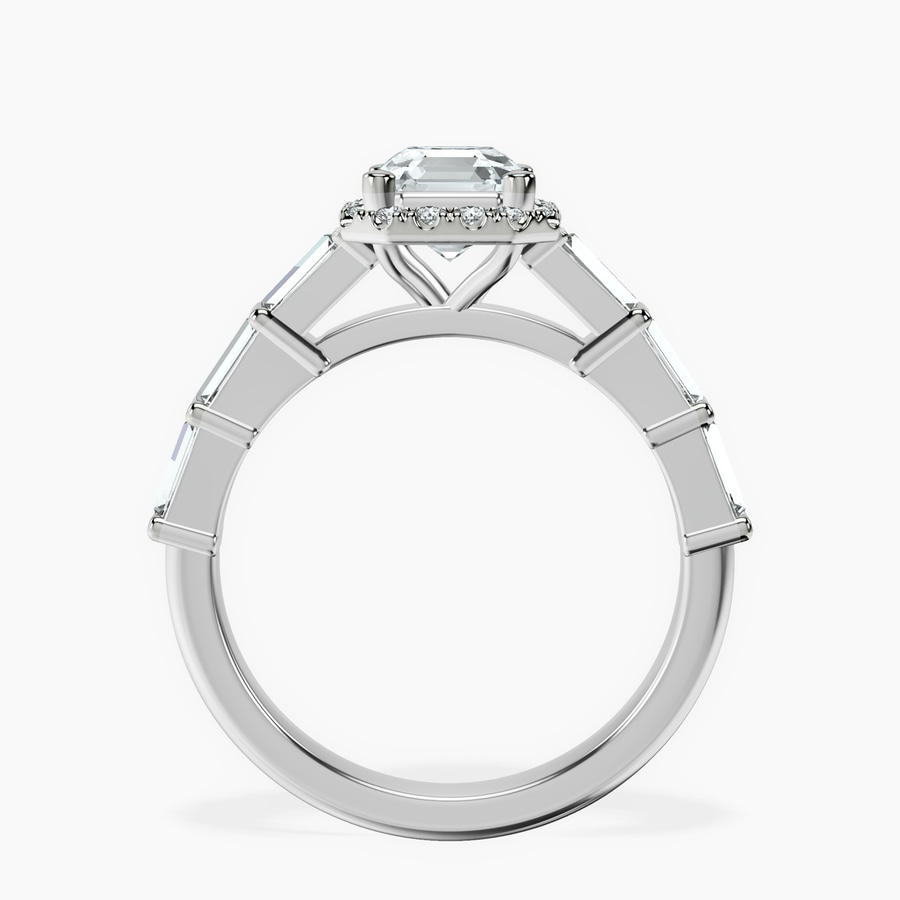 Platinum Rachel Halo Side Stone Lab Diamond Ring side right image one