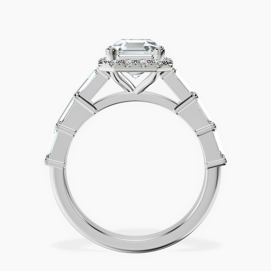 Platinum Rachel Halo Side Stone Lab Diamond Ring side right image one