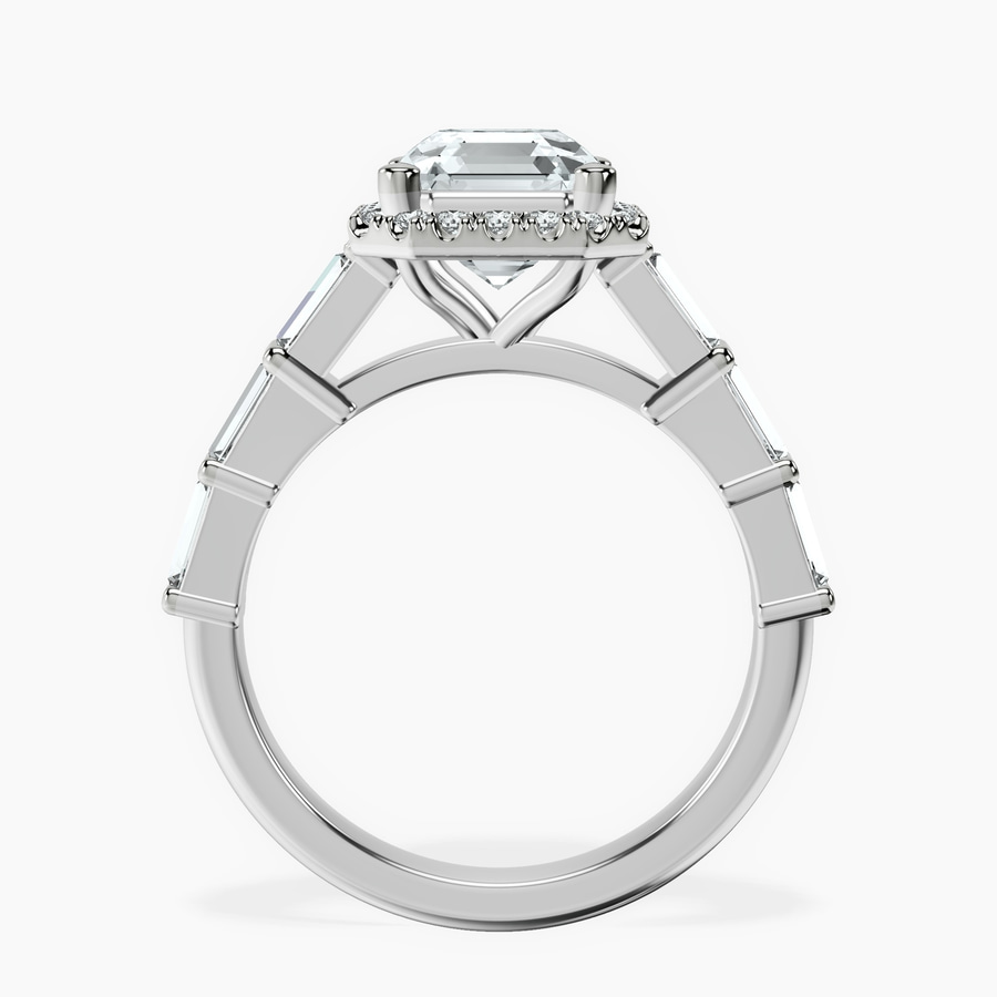 Platinum Rachel Halo Side Stone Lab Diamond Ring side right image one