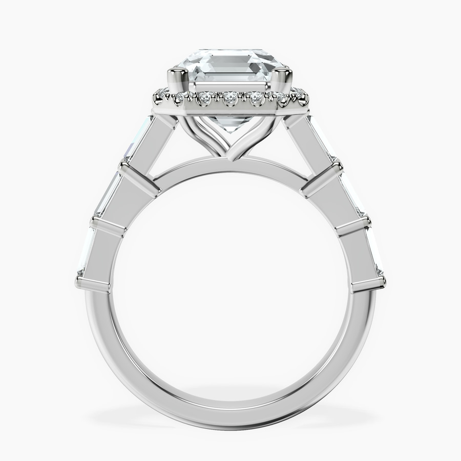 Platinum Rachel Halo Side Stone Lab Diamond Ring side right image one