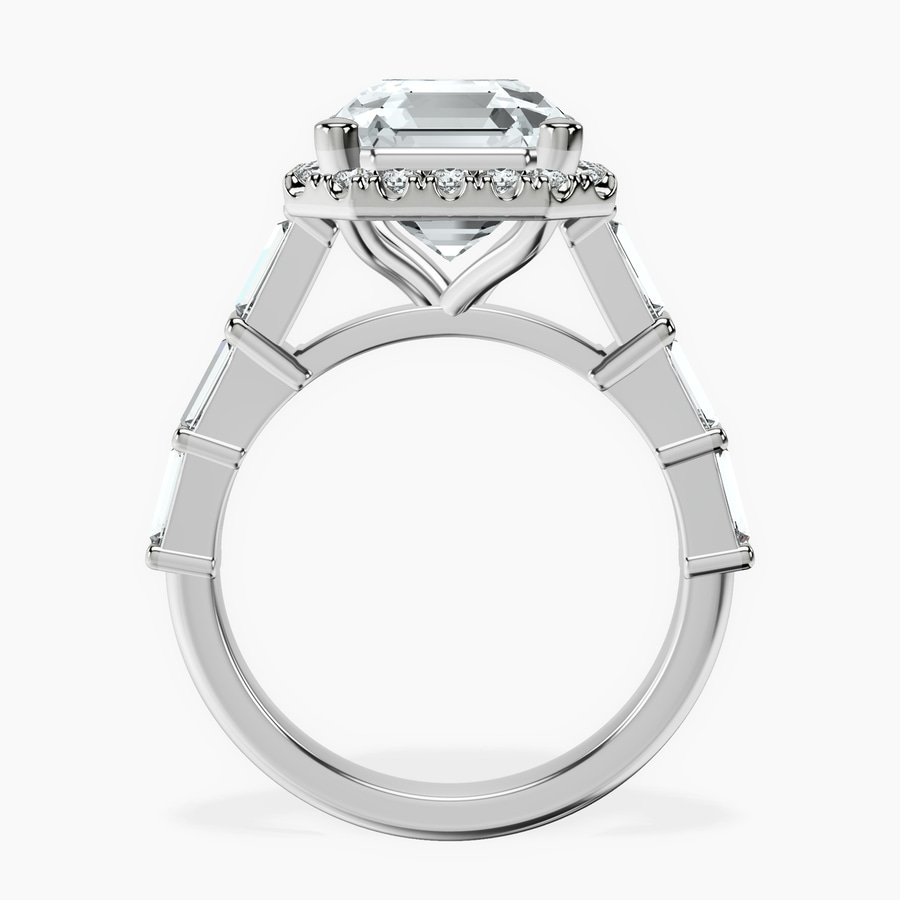Platinum Rachel Halo Side Stone Lab Diamond Ring side right image one