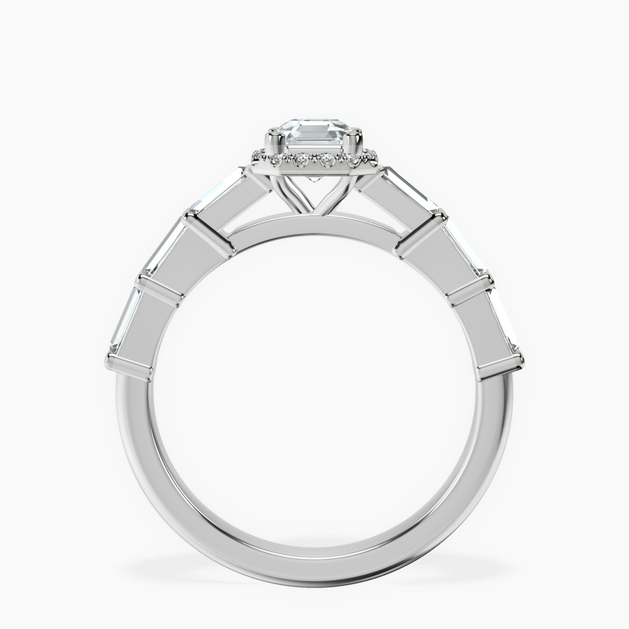 Platinum Rachel Halo Side Stone Lab Diamond Ring side right image one