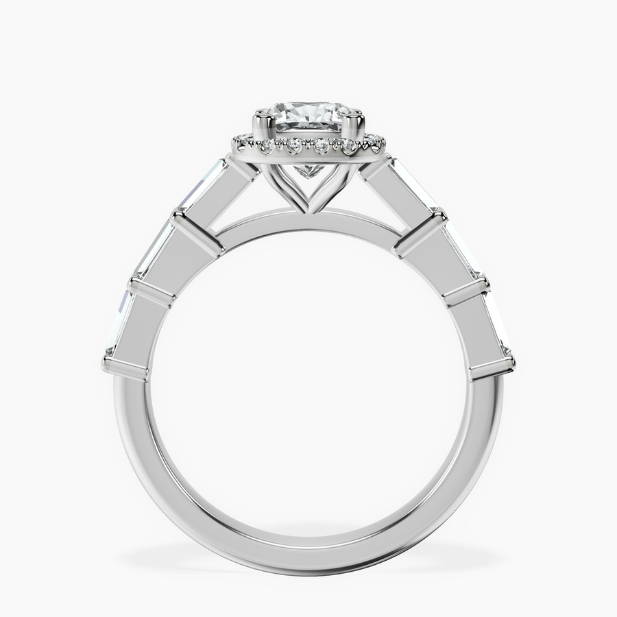 Platinum Rachel Halo Side Stone Lab Diamond Ring side right image one
