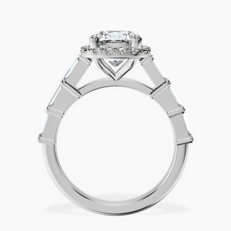 18kt White Gold Rachel Halo Side Stone Lab Diamond Ring side right image one